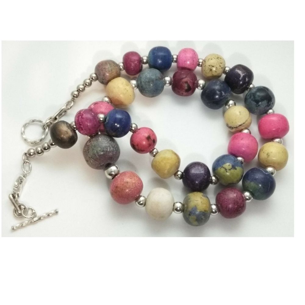 Sterling Silver Multi-Gemstone Bead Necklace